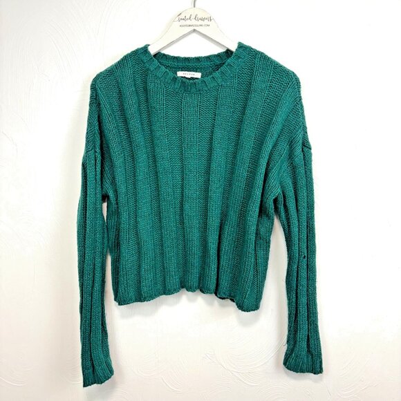 PacSun Sweaters - Pacsun Green Sweater Knit Long Sleeve Pullover Casual Solid Cotton Womens Size S